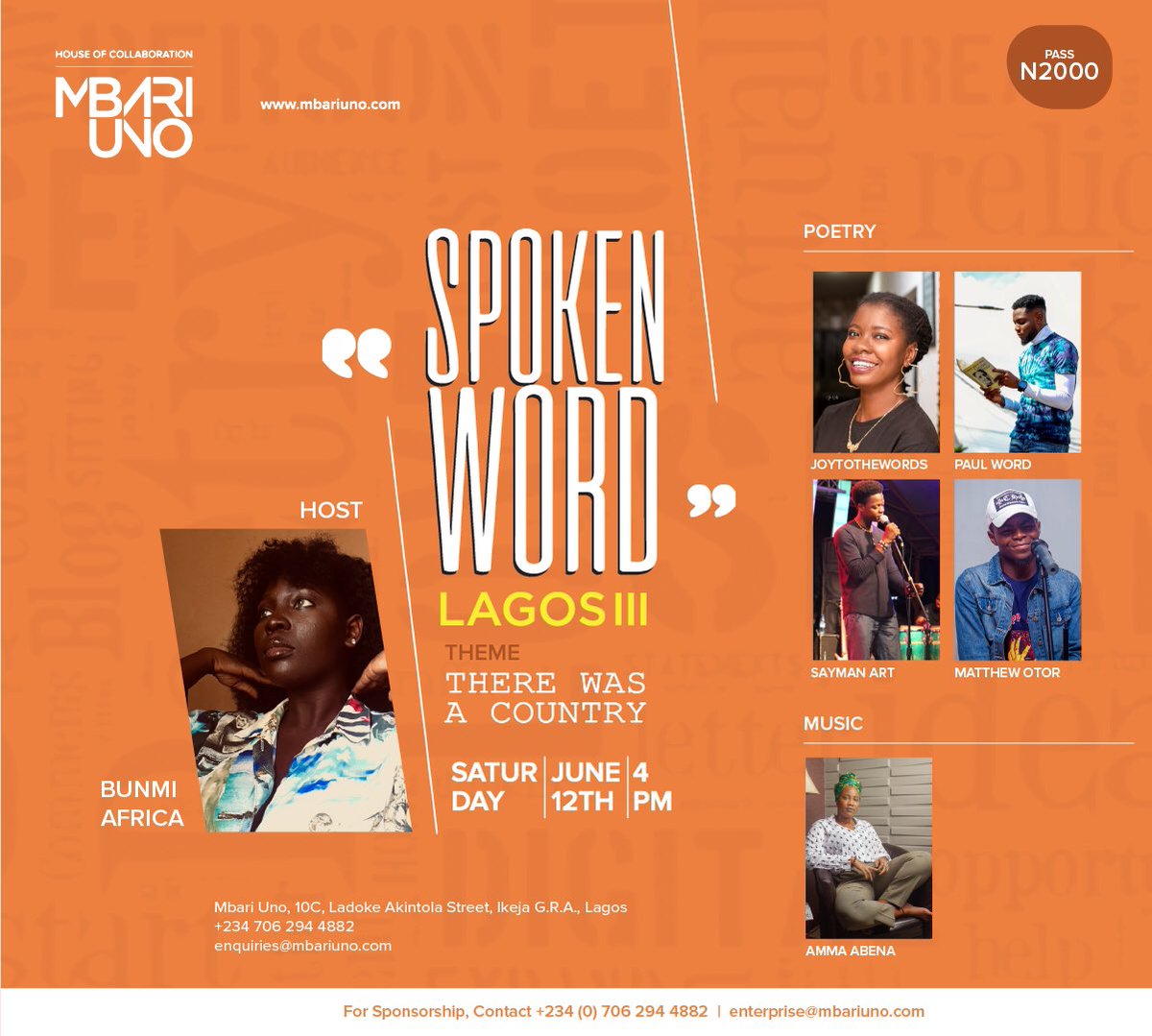 spokenword_lag's tweet photo. Back Bigger, Back Better! It’s Spoken Word Lagos III, themed, 'THERE WAS A COUNTRY!'

This edition centres around Nigeria and creates a platform to vent, to discuss issues that affects us daily and review it through the lens that art, music and poetry presents.
#Theard https://t.co/LEYr2dmW3s