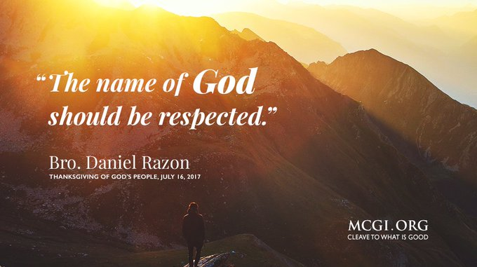 "The name of God should be respected." - Bro. Daniel Razon

#PureDoctrinesOfChrist
#BiblicalDoctrinesDay1
#GlobalPrayerForHumanity