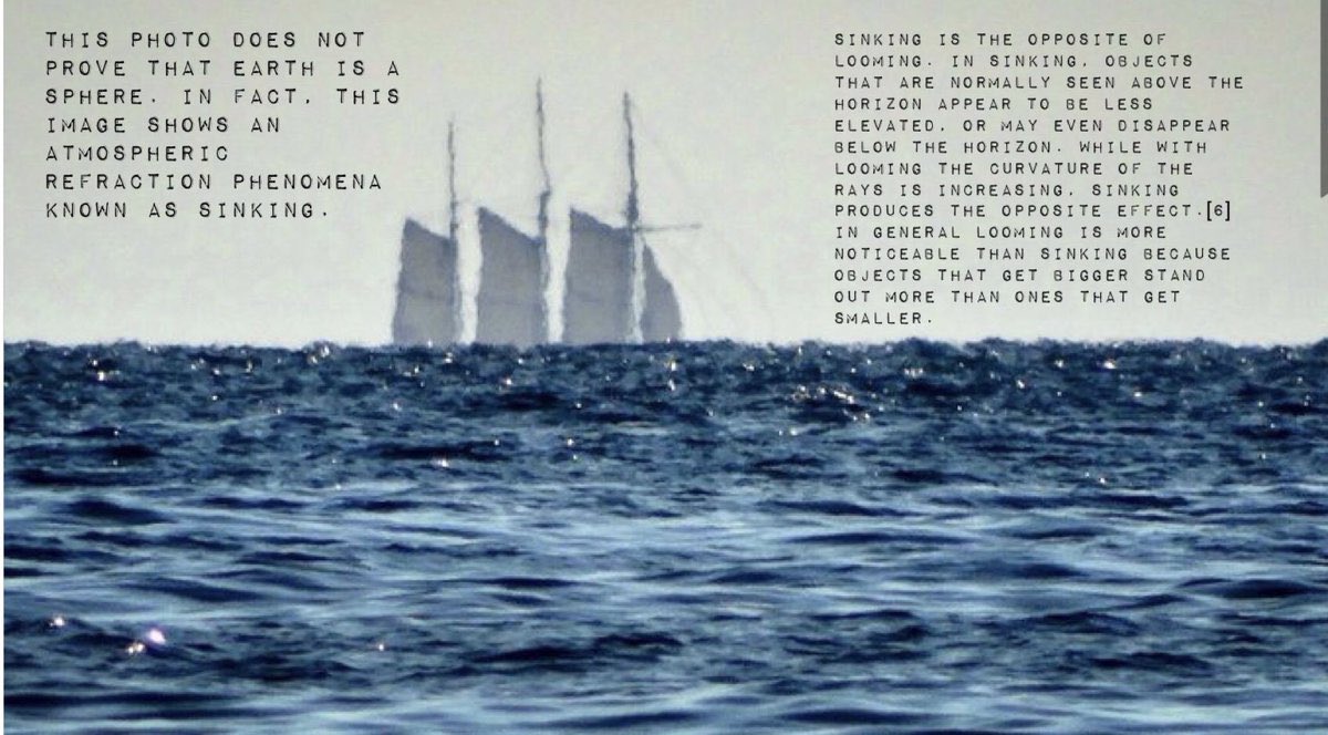 NothingSirius's tweet image. That oil rig did not just sink. Changes in #AtmosphericRefraction conditions caused that phenomenon, and the visual obstruction. It’s called #Sinking. 

#StudyHarder Joe, you can achieve great things flatearthfacts.com/flat-earth-mod…