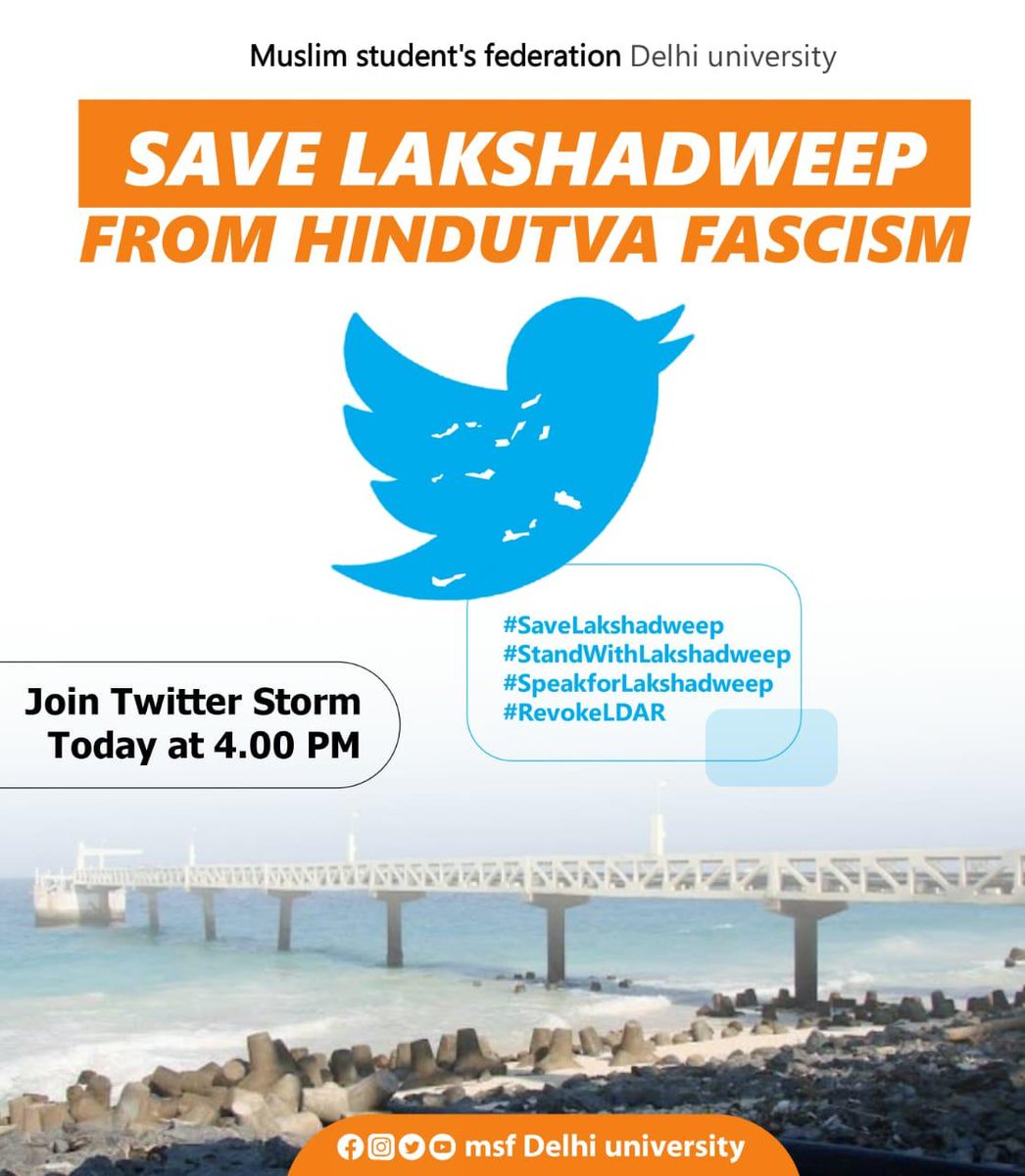 KarnatakaMsf's tweet photo. Save Lakshadweep From Hindutva Fascism

#SaveLakshadweep #StandWithLakshadweep
#SpeakforLakshadweep
#RevokeLDAR https://t.co/X6kAQF4nxh