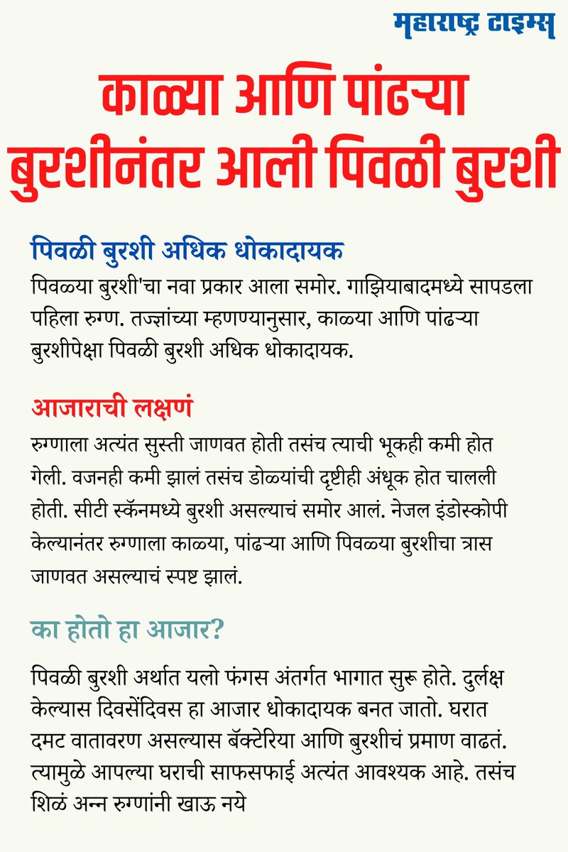 mataonline's tweet photo. काळ्या आणि पांढऱ्या बुरशीपेक्षा 'पिवळी बुरशी' अधिक धोकादायक.
#YellowFungus https://t.co/frpA28mnae