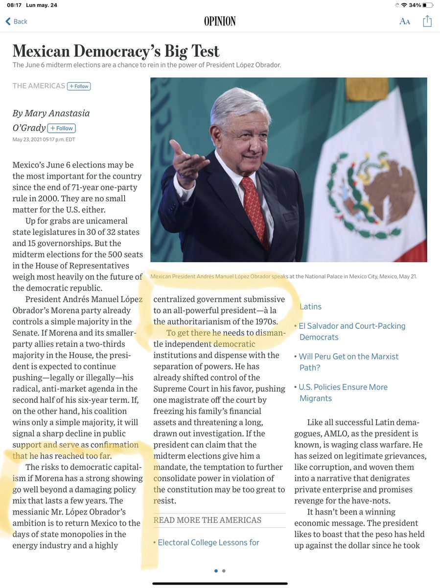 AMLO: “desea regresar a México a los setentas”... Wall Street Journal.