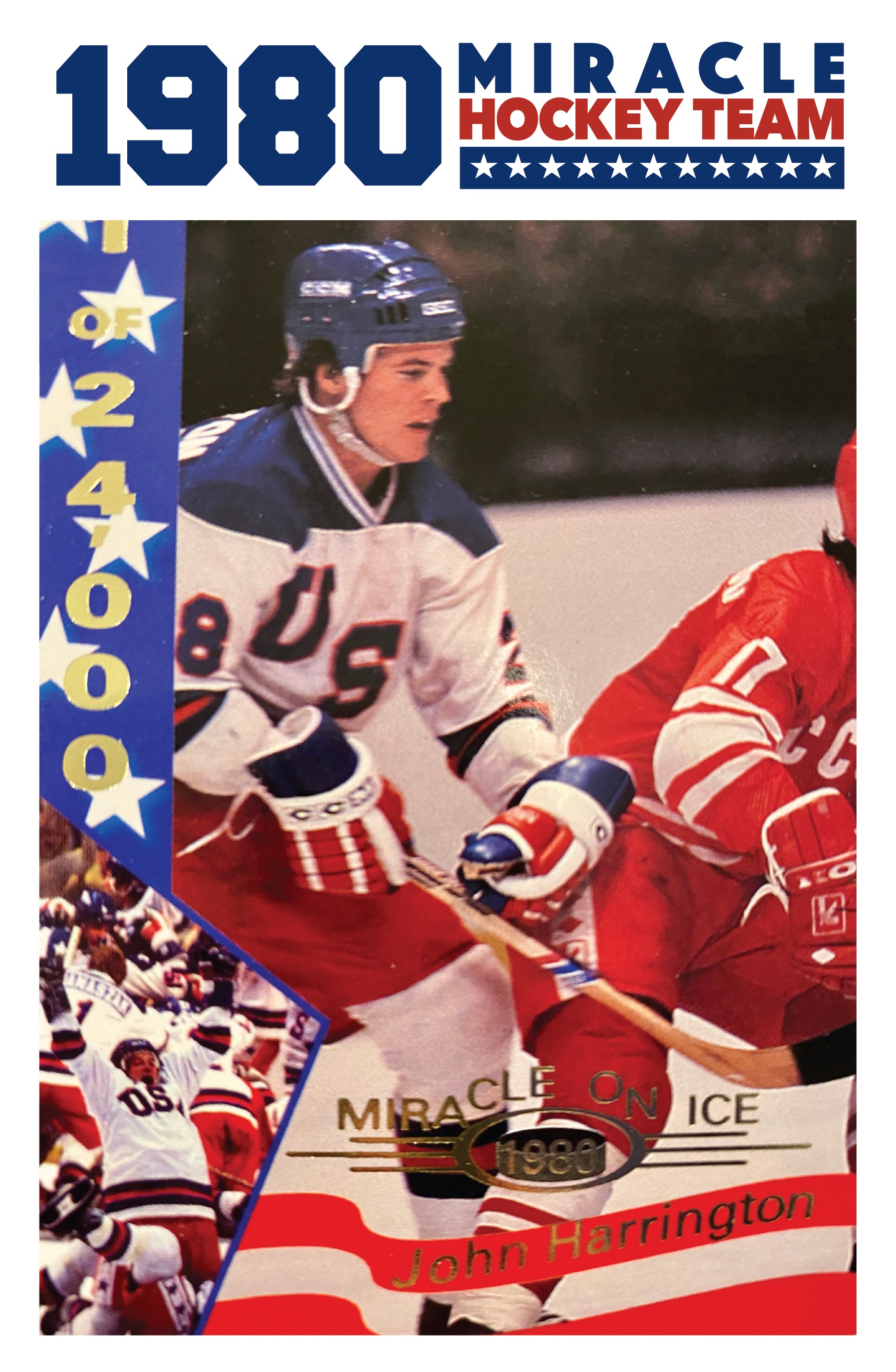 1980 Miracle On Ice Team USA John Harrington 28 Hockey Jersey Blue