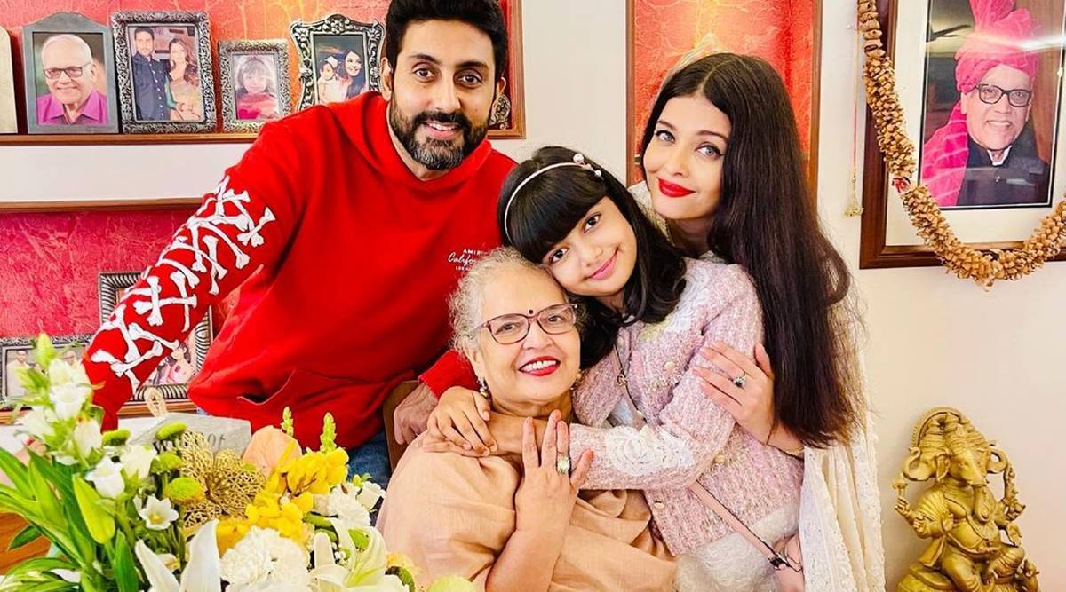 AishwaryaRai poses with husband #AbhishekBachchan, daughter #Aaradhya as  they celebrate her mother, Vrinda Rai's 70th birthday. • • • • #Bollywood # Bachchan #Abhishek #Aishwarya #Rai #EastFm, image size:1200x667
