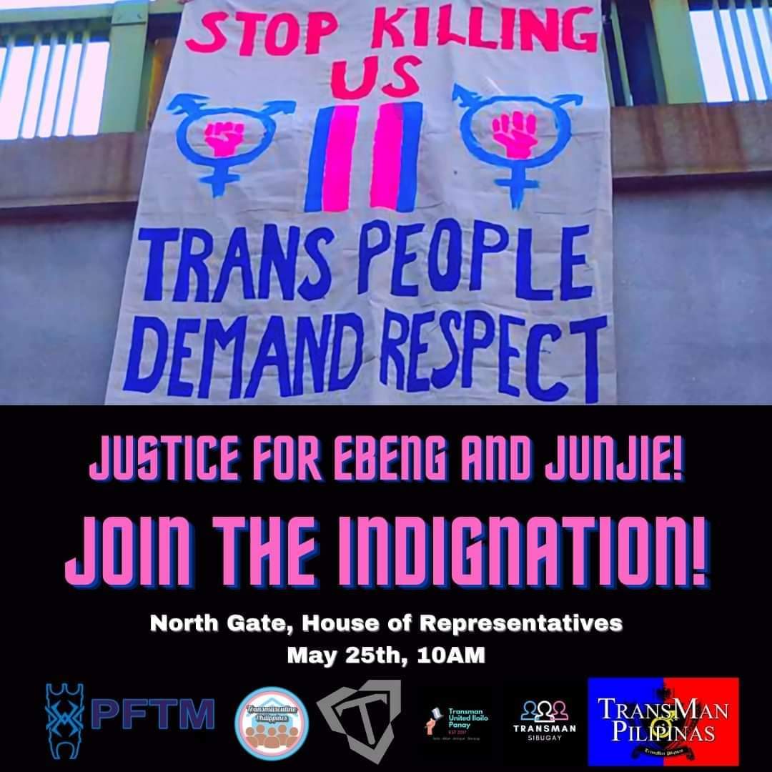 pioneerFTM's tweet photo. JOIN THE INDIGNATION! RISE UP AGAINST TRANS KILLINGS!

Justice for Ebeng &amp; Junjie demands a national legislation to address the culture that kills us. PASS THE SOGIE EQUALITY BILL NOW!

#TransLivesMatter #AchibDisBill #PassADBNow https://t.co/T9QTV4IY28
