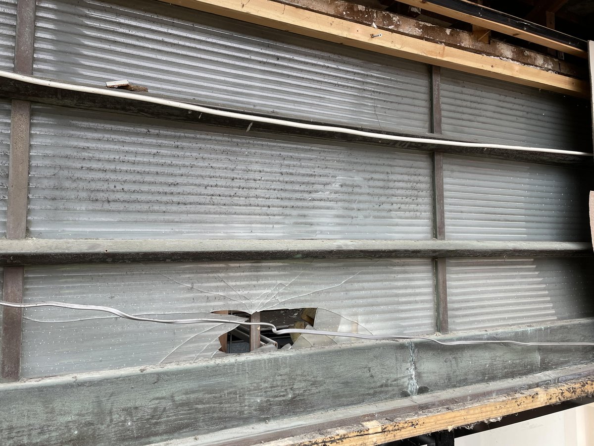 Some amazing discoveries at Bobby's now construction has started. This beautiful glass paneling was found under the old canopy 😍
