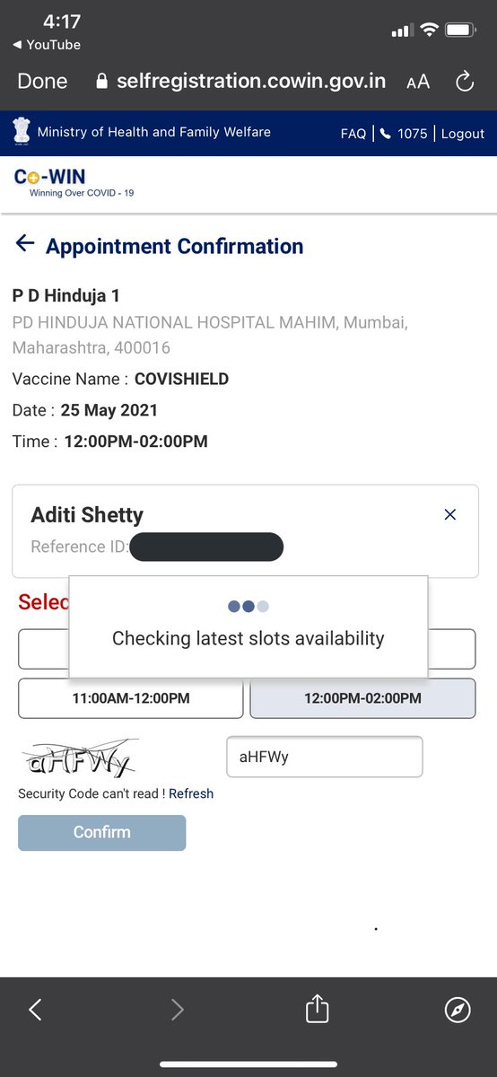 aditishetty21's tweet photo. @mybmc @mybmcWardMW tried booking for a slot for Hinduja Hosp, Mahim which showed 220 slots. x2 I got this popup AFTER putting in the captcha and then back again to no slots even tho I had done everything. 

Pls improvise drive in facility for better management &amp; faster process https://t.co/KHwS1imlK3