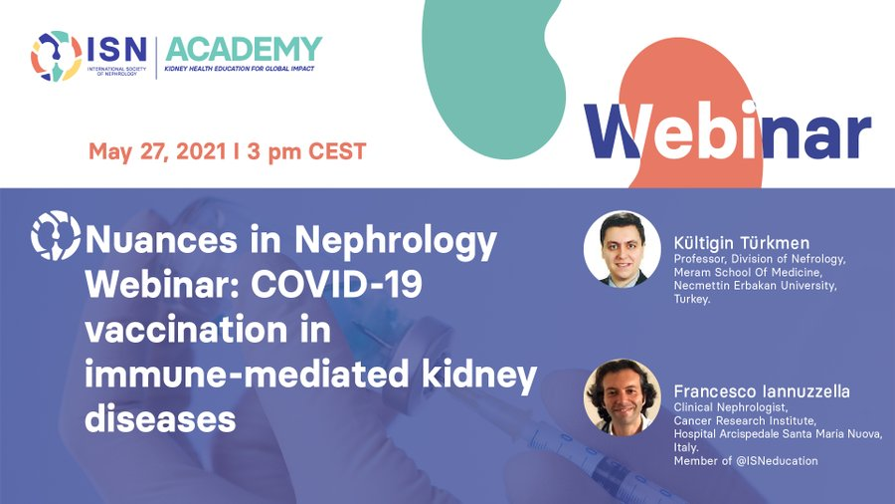 Covid vaccination in patients with immune mediated kidney disease 
 
1/ I have immune-mediated kidney disease &amp; I am on immunosuppression
Can I safely take the vaccine? Which vaccine?
Will the vaccine be effective?
Can the vaccine worsen my kidney disease?
👇  #ISNTweetorial