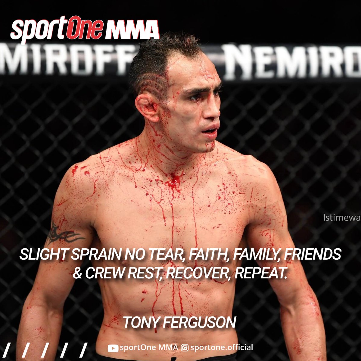 tvOneNews's tweet photo. Slight Sprain No Tear, Faith, Family, Friends & Crew Rest, Recover, Repeat - Tony Ferguson #sportOne #sportOneQuotes https://t.co/rKiAEbUqlT