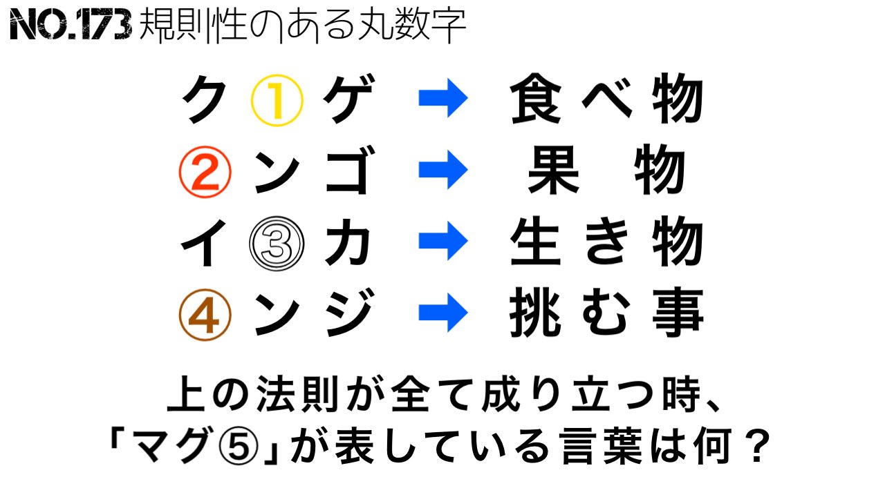 謎制作団体 Beast No 173 規則性のある丸数字 実に簡単その法則 しかし足元掬われる 規則性を導き出し 正確に答えてください もちろん 焦らず冷静に 解答は以下のgoogleフォームへ 謎解き ケモ謎 解けたらrt 出題者 内海 狼猫 T