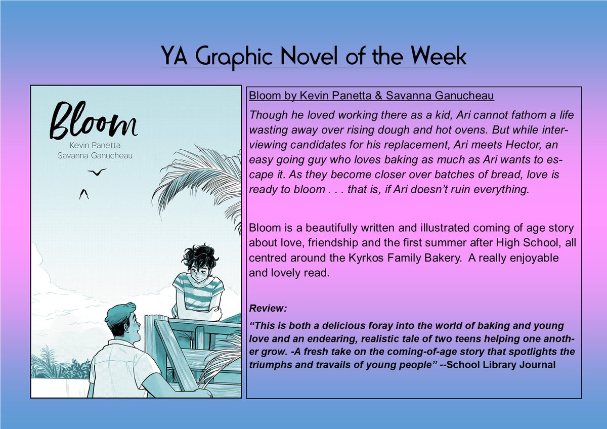 HyndlandL's tweet photo. Bloom by @kevinpanetta and @Srganuch is a wonderful coming of age story about first love, difficult life choices and cake. The cake is important 🧁🍰 Very important. Love this story 🥰Available to borrow from the library @HyndlandEnglish @HyndlandSec https://t.co/Vr0RAvHvAa