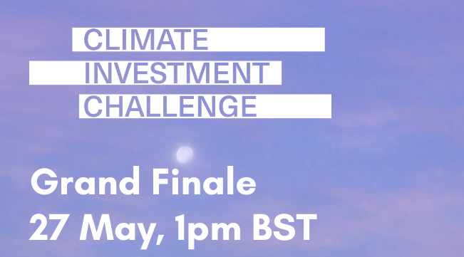 ImperialBiz's tweet photo. Don’t miss the Climate Investment Challenge final this Wednesday 27 May at 13.00 🌏 

5 top global university finalists pitch to industry experts to tackle #ClimateRisk for prizes of up to £15,000

Register now: https://t.co/qezbHHEU4J 

#IBClimateChallenge #ClimateAction https://t.co/cbLcJ4PzdC