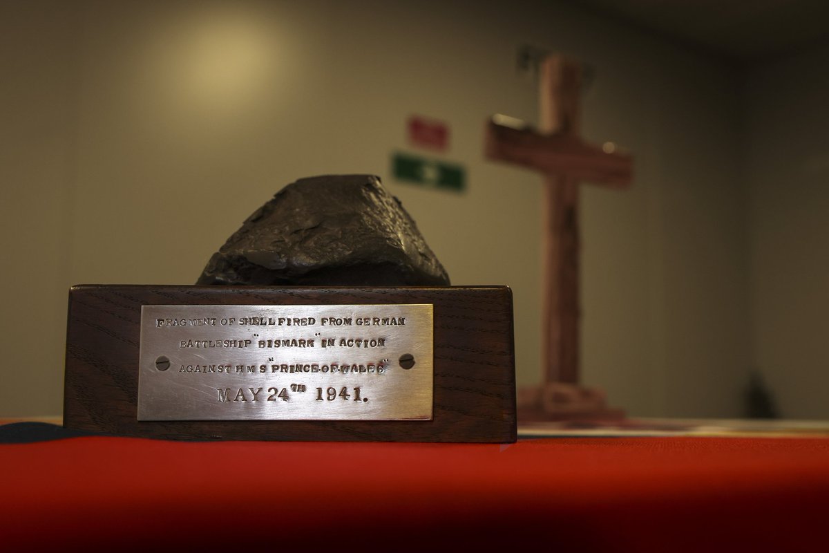 HMSPWLS's tweet photo. Honouring 80 years since the sinking of HMS Hood with a short service.

The last @HMSPWLS was in company with Hood and sort battle with the German ships, Bismarck &amp; Prinz Eugen.

Hood was sunk with the loss of 1415 men. Only 3 survived.

#WeWillRememberThem 
#HMSHood https://t.co/9m0MDDeTxE