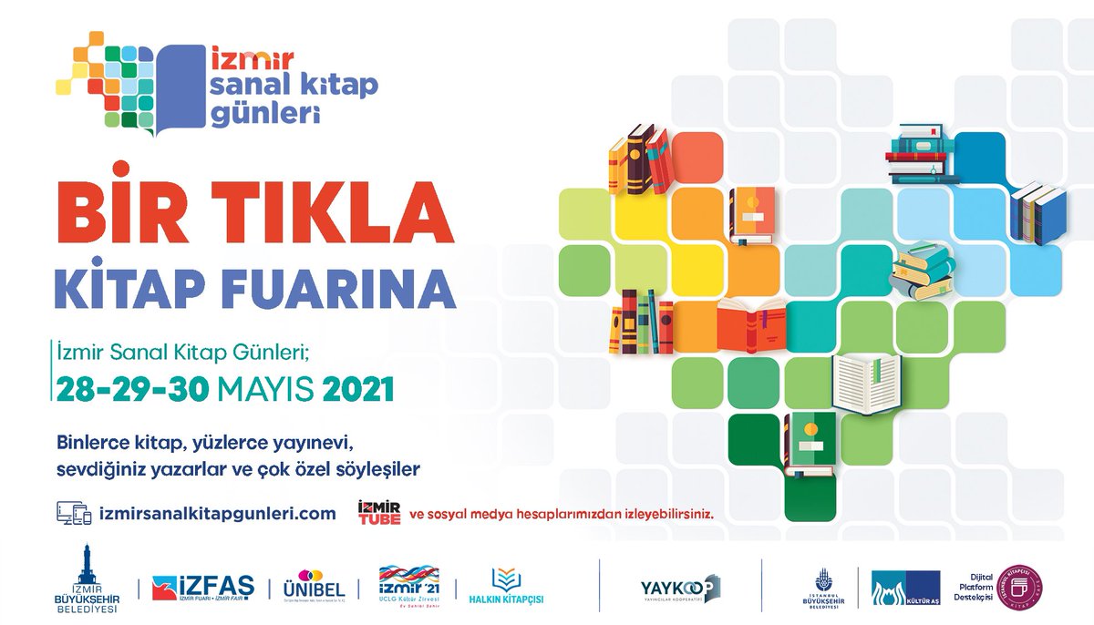 Yurt dışından ve yurt içinden birçok yazar, sanatçı ve akademisyeni konuk edeceğimiz üç günlük kitap festivalinde okurlar, internet sitemizi ziyaret ederek bilgisayar ya da cep telefonlarıyla bir kitap fuarı deneyimini eksiksiz yaşayabilecekler. 
izmirsanalkitapgunleri.com
#yaykoop
