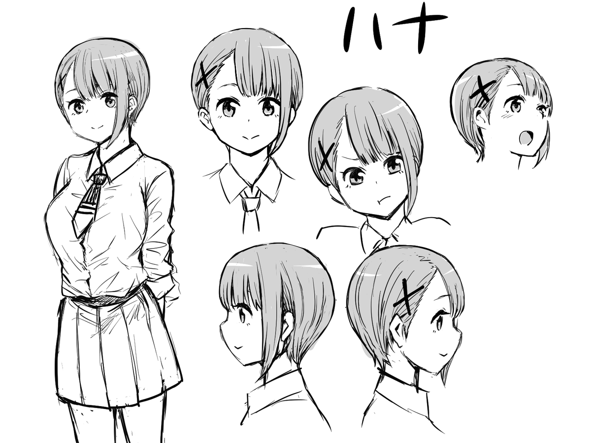 HANA 最初に描いたキャラ表みたいなの、ハナ以外描いてない 