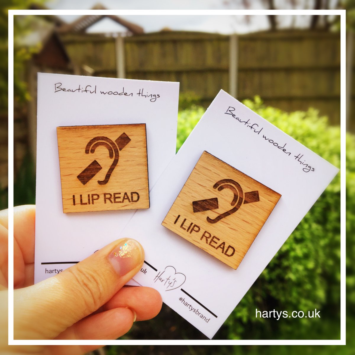 ‘I LIP READ’ Solid Beech Pin Badge
Perfect for letting people know, discreetly, that if they are wearing a face covering, it will be very difficult to understand them.
Measures approximately 35mm square.
hartys.co.uk/store/i-lip-re…
#earlybiz #MHHSBD #hearingloss #support