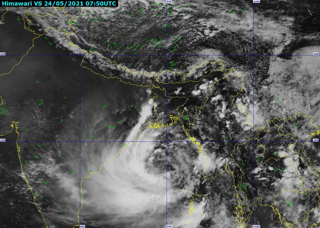 DHM_Weather's tweet photo. पूर्वीमध्य बंगालको खाडीमा रहेको न्यून-चापीय प्रणाली हाल चक्रवात (Cyclonic Storm) यास् (YAAS) मा परिणत भैसकेको छ। 
https://t.co/EcKxdv6J5i https://t.co/mZyFm81Ljj