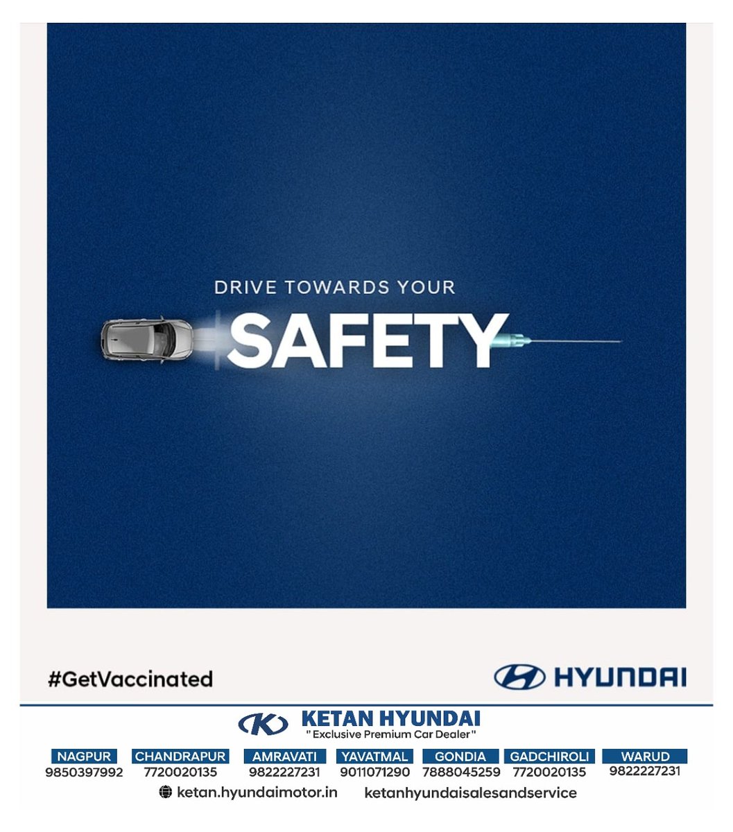 KetanNagpur's tweet photo. All roads drive towards safety and health. Get vaccinated and look forward towards a healthy nation.
.
.
#Hyundai #HyundaiIndia #HyundaiCares #WePledgeToBeSafe https://t.co/7gh8eLPQ2r