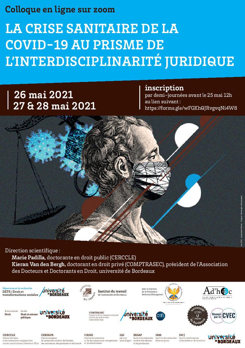 AdhocBordeaux's tweet photo. Jeudi 27 mai soir / Workshop
Les entreprises face à la #Covid_19
- Sara Aouiss @cerccle
- Yassine Mouhib @comptrasec
- Atta Dua #IRDAP
- Sarra Leklou #IRDAP
Inscription par demi-journée jusqu'au 25 mai 12:00 !
https://t.co/YNqYQNr8jn
@dept_DETS @univbordeaux @facdroitscpo https://t.co/Qzs5lZultv