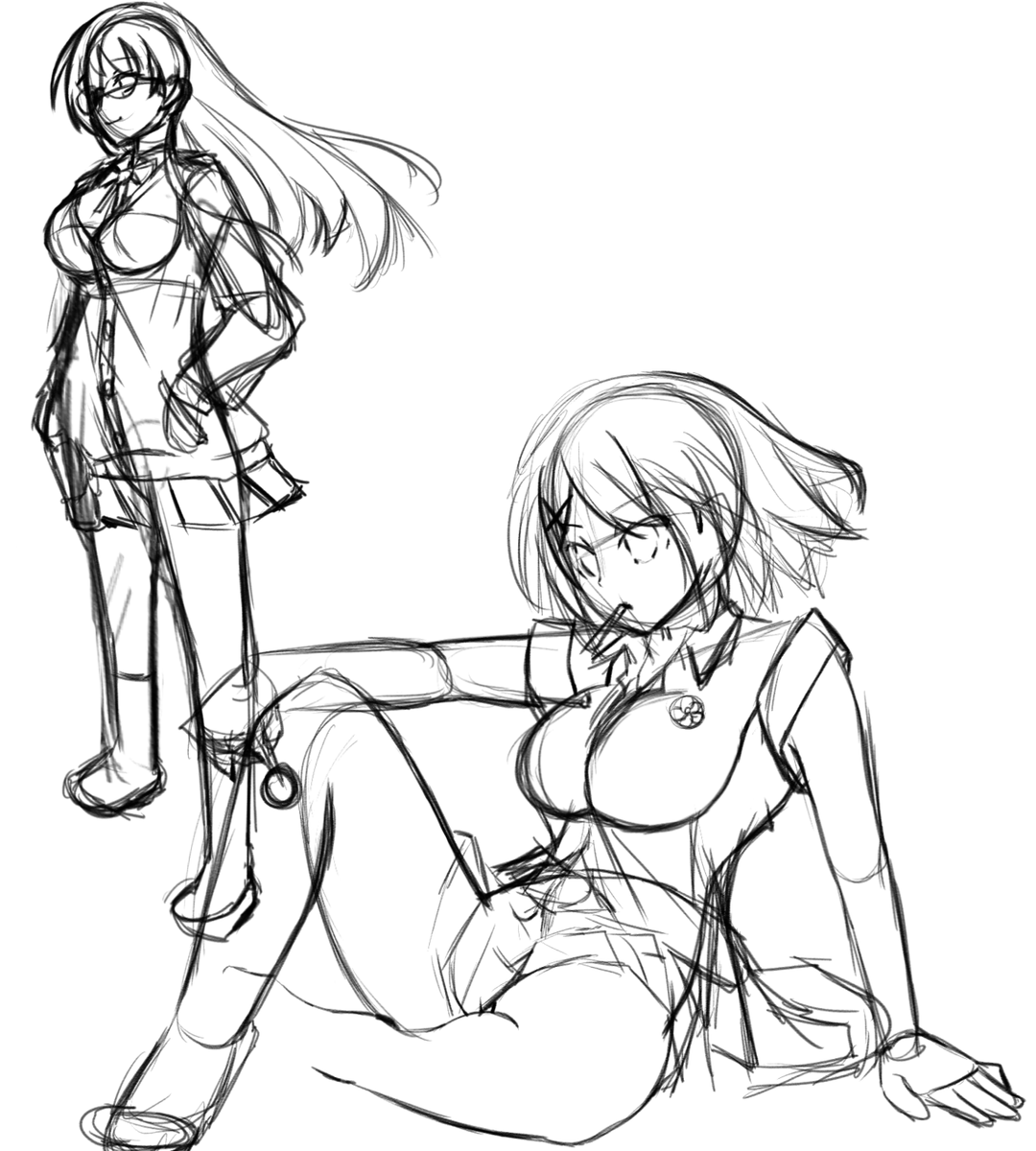 #艦これ
たまに見かける完成までの工程をうpするやつ
自分もやってみたくて今回はレイヤー残してたんだった
ラフ①、ラフ調整、線画、着色の順です
ラフの段階で大体の配色決めるためにざっくりと色塗るのってやったことないんですよね
やった方がイメージ膨らんで良い感じに仕上がるんだろうか?