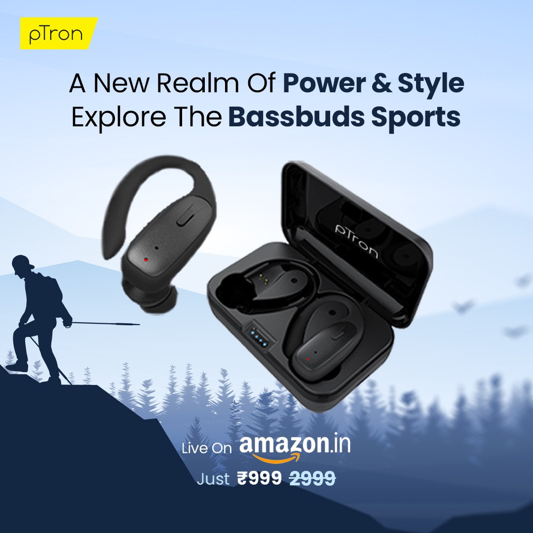PtronGlobal's tweet photo. Built to fit your active lifestyle, experience the new regime of music with the all-new #BassbudsSports combined with pTron's signature sound. Live on @amazonIN just at 999/-
#pTron #BeLoudBeproud #pTronIndia #NewLaunch #Amazon #SportsVersion #Adventure #EarloopDesign https://t.co/j8qnq87cmm