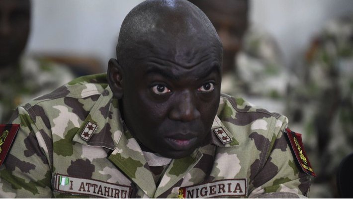 TBRVorg's tweet photo. Nigerian politicians are shameless. Look at the person they are calling a hero. 

What battle has Lt. Gen. Ibrahim Attahiru ever fought and won since his military career, except killing harmless, unarmed innocent civilians in the South East?

TBRV | Biafra https://t.co/SA5v1IiLgD