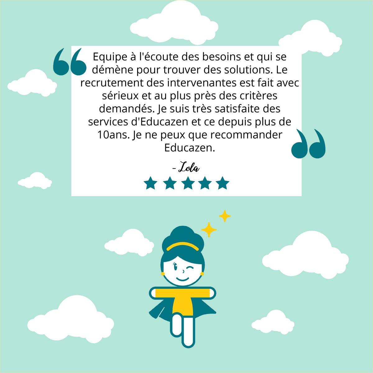 Educazen's tweet photo. Une relation de confiance pour une garde en toute sérénité. Vos retours nous font tellement plaisir !  💛👧🏼🍼 

#avis #clients #educazen #parents #familles #nounou #enfants #Trustpilot #qualité #verifié #amour #bonheur #bienveillance #retour #sentiment #confiance #super https://t.co/5n0DqWfJyz