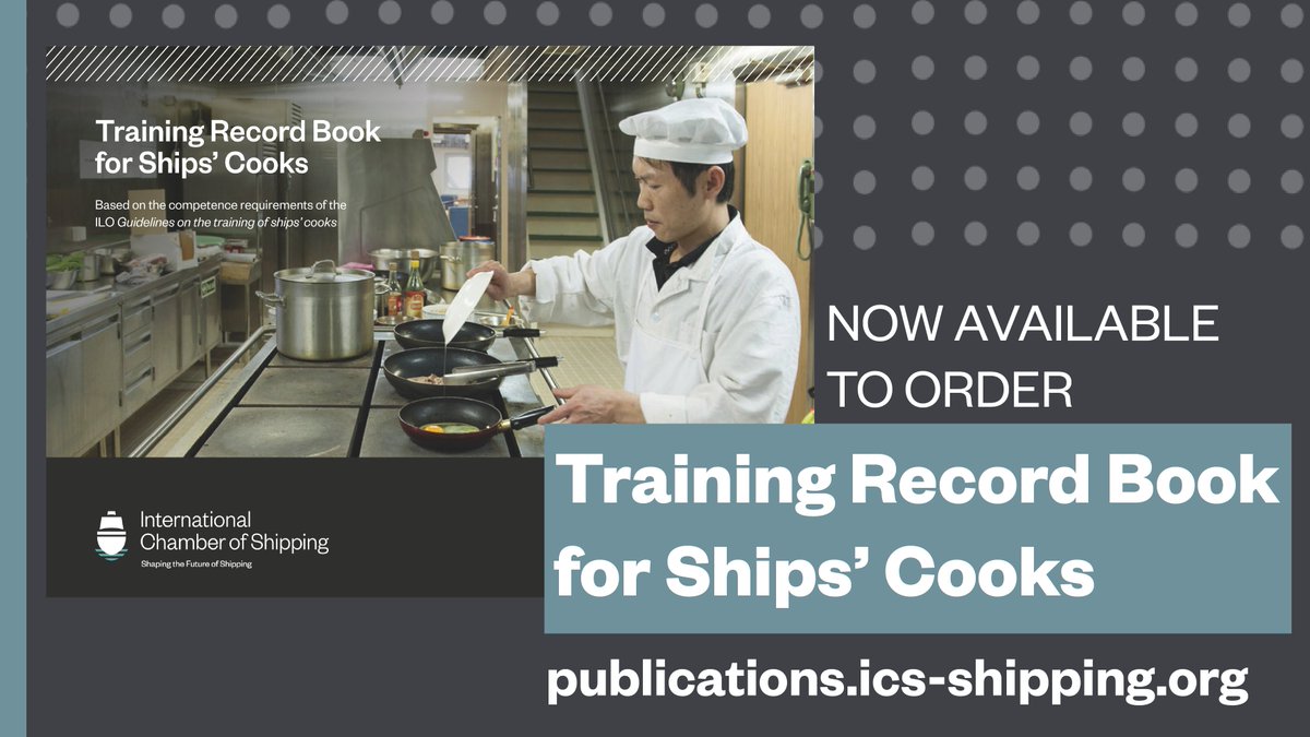 OUT NOW: Based on the ILO guidelines for training and competency, the ICS Training Record Book for Ships' Cooks enables ships’ cooks to track career progression and demonstrate training experience to employers. Order today: publications.ics-shipping.org/single-product… 

#maritime #chefs #seafarers