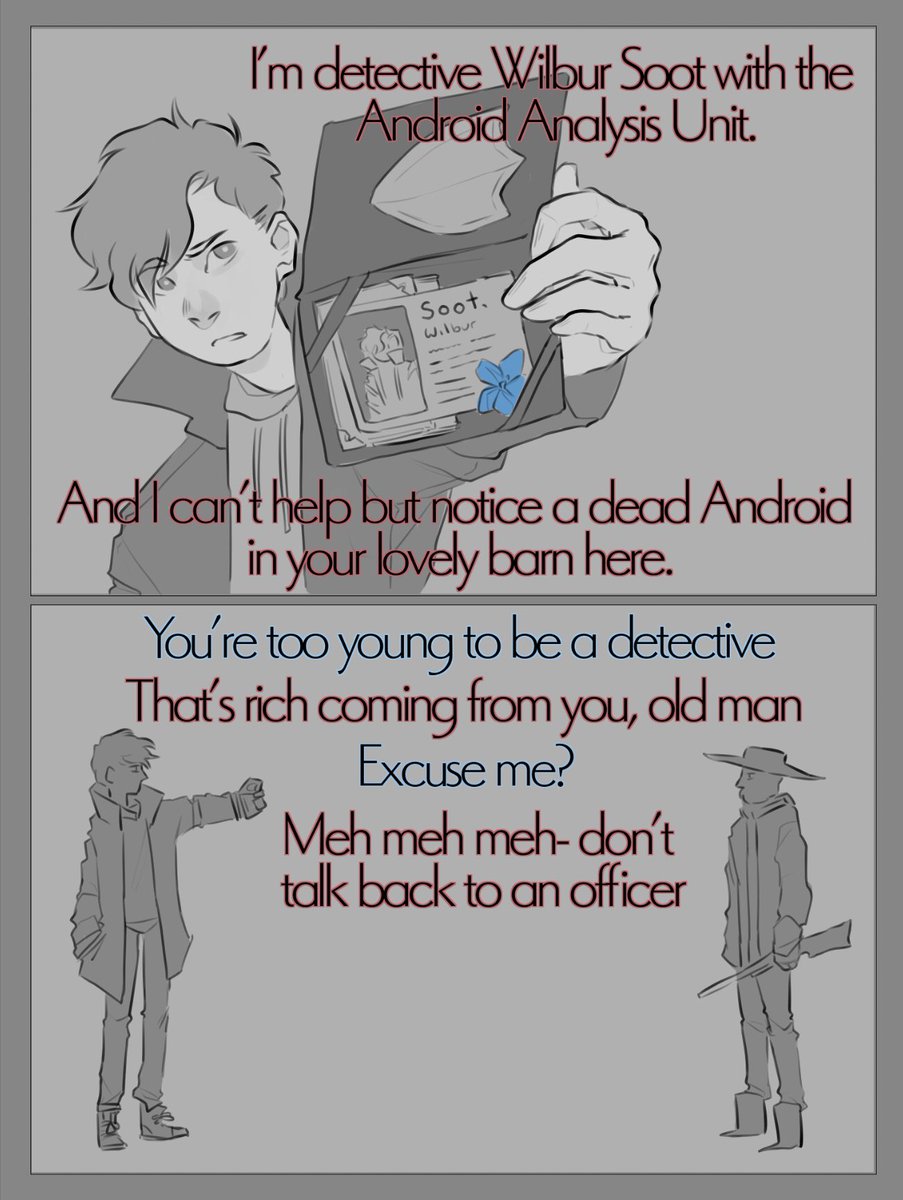 Detroit Become Human au (Chapter 3 part 2.1) (cw: violence, blood,) not even a little sorry :) #ranboofanart #tommyinnitfanart #dreamsmpfanart #alliumduo