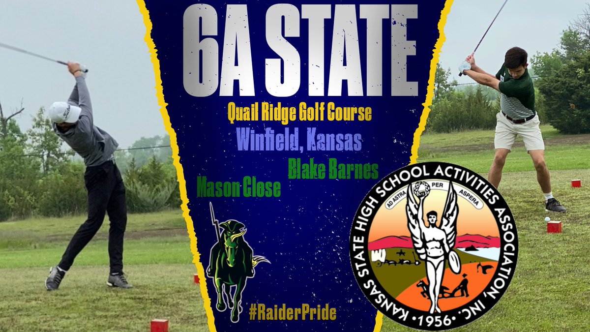 GOOD LUCK🏌🏼to Blake Barnes &amp; Mason Close today at STATE GOLF!
🆚6A STATE
🕔9:00am
📍Quail Ridge Golf Course, Winfield, Kansas
#RaiderPride🔰#CultureWins