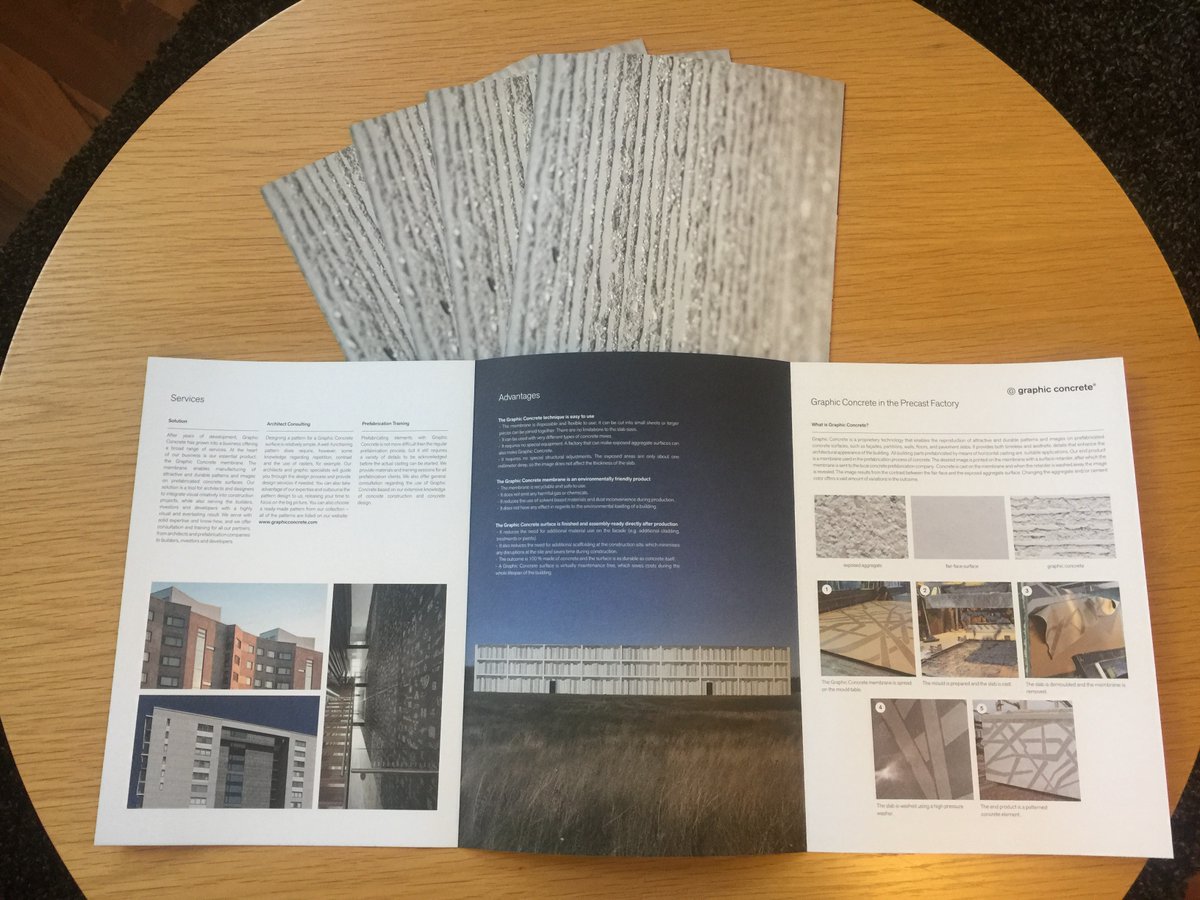 GraphicConcrete's tweet photo. Our new brochures are available! π€©
#graphicconcrete #architecturalprecast #precast #concretedesign #patternedconcrete #photoconcrete #concretearchitecture #betoni #graafinenbetoni #finnishinnovation #story #concretestory #marketingmaterials #brochure https://t.co/LVrg7IjDP8