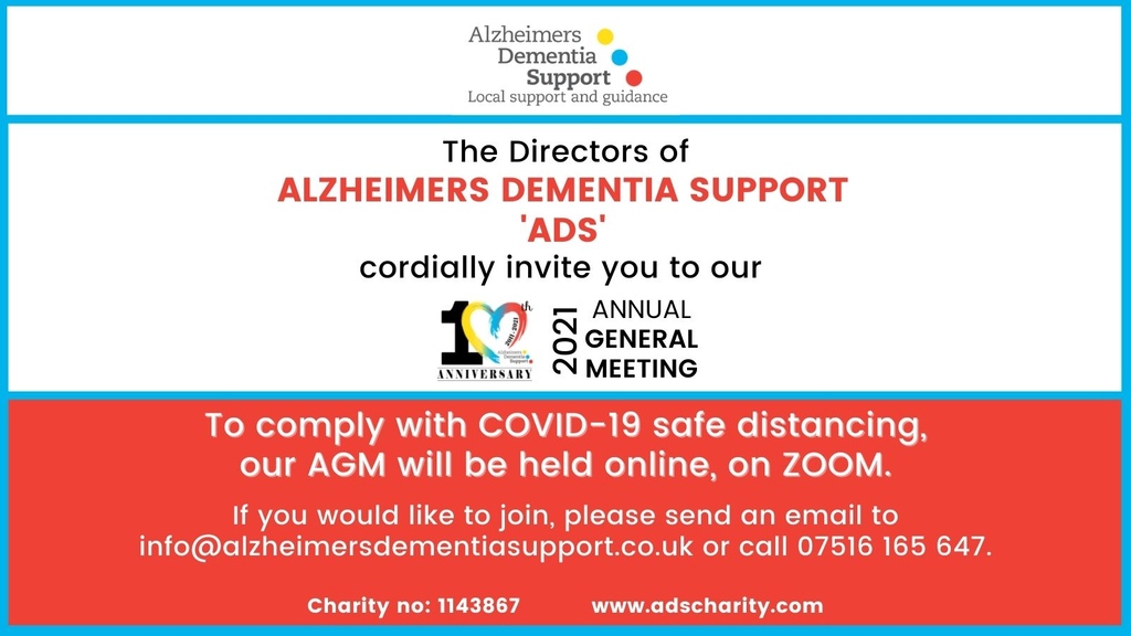 ADSlocalsupport's tweet photo. Are you curious to find out more about our activities? Join us on Wed, 26.05.2021 from 11am, on ZOOM. Send us an email at info@alzheimersdementiasupport.co.uk or call 07516 165 647 if you want to participate!
๐๐โค๏ธโ
#AlzheimersDementiaSupport #ADSCharity #10YearsOfADS https://t.co/9LfZhDgKMw