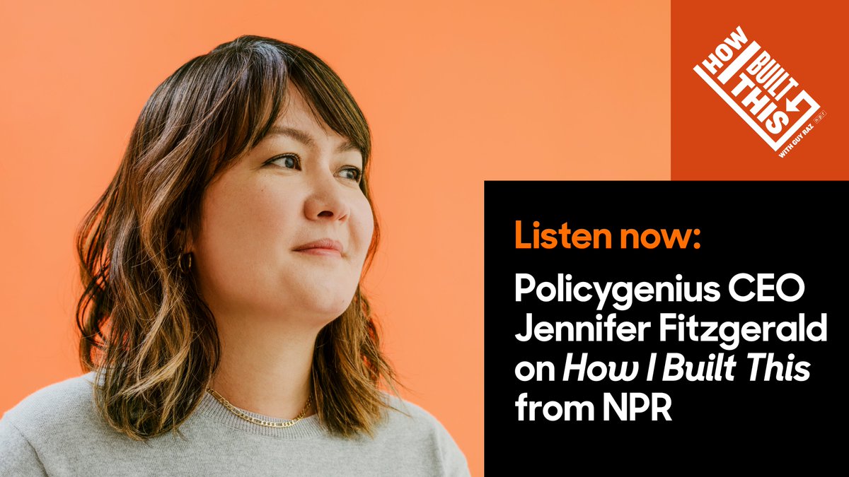 Policygenius's tweet image. 📣 It's here! 📣 Our CEO @jenlfitzgerald was recently a guest on an episode of NPR's @HowIBuiltThis. In case you're not already a huge fan of this pod like we are, now is the absolute best time to subscribe and listen to the full episode: npr.org/2021/05/21/999…