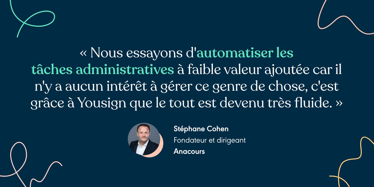 <a href="/Anacours/">Anacours</a> (spécialiste du soutien scolaire 📚) a boosté sa gestion interne grâce à Yousign ! 🚀

Découvrez le témoignage de Stéphane Cohen, fondateur d'Anacours, qui utilise Yousign depuis plus de 4 ans et demi ! 👉 bit.ly/3hDZ4Rt

#eLearning #eSignature