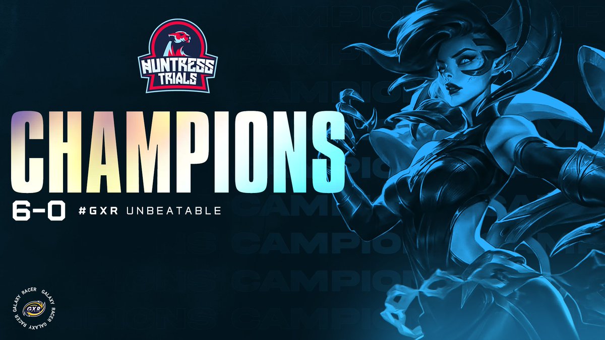 GalaxyRacerDxb's tweet image. WE ARE YOUR 2-TIMES @HUNTRESSTRIALS 🏆 CHAMPIONS! #GXRWIN

🥇 @saranahhhh
🥇 @tigriukelol
🥇 @TIFA_LoL
🥇 @lolGhidi
🥇 @KyannaLoL
🧠 @IImmortalObject