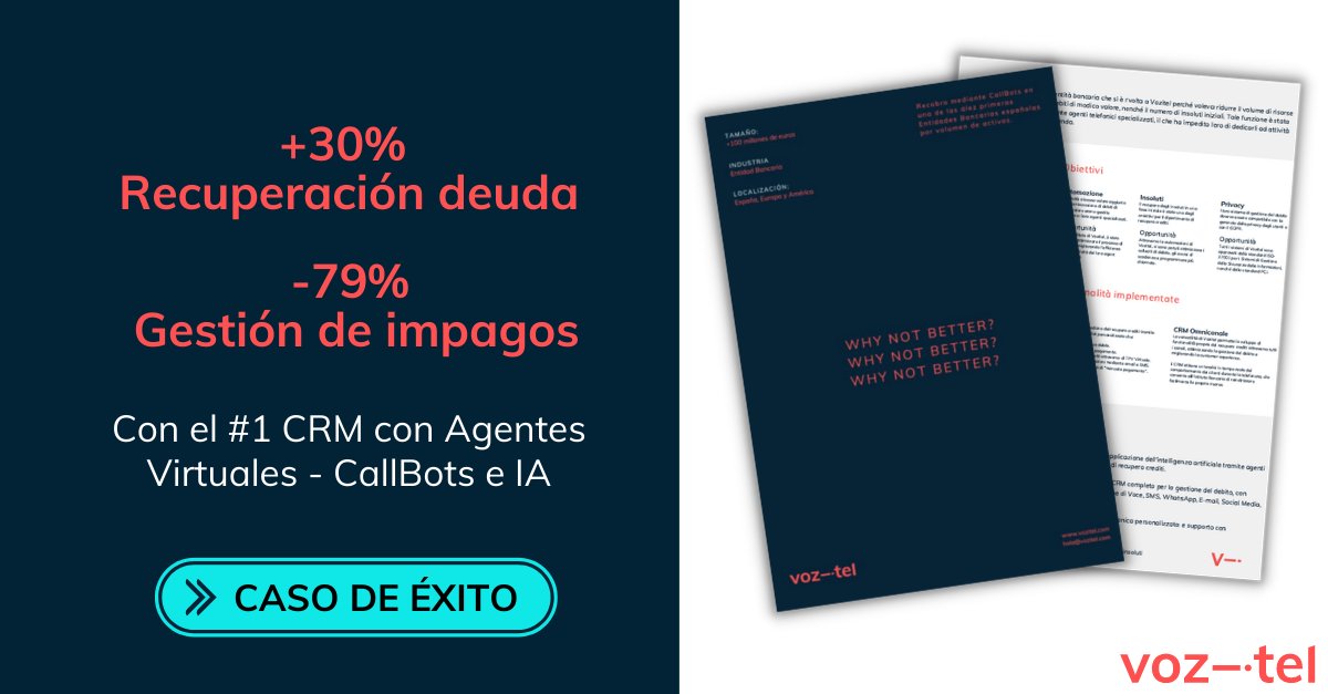 vozitel's tweet photo. Si necesitas optimizar tus mecanismos de gestión de #impagos te presentamos las #cifras reales de uno de los #Bancos Top 10 de nuestro país 💳 💰
Descarga el caso de éxito: https://t.co/ez09VLJPGX https://t.co/j9Rg9bpuGa