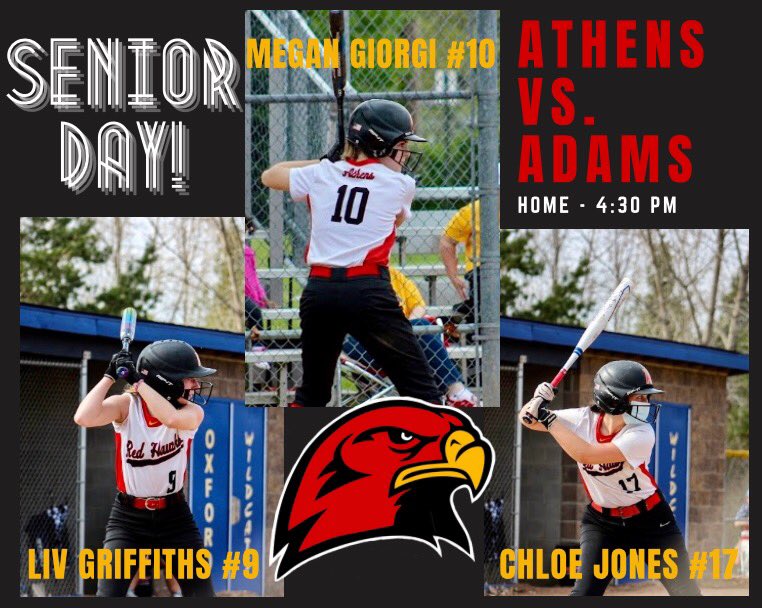 softball_athens's tweet photo. 📢 It’s SENIOR DAY!! Can’t wait to celebrate @orgriffiths, @megangiorgii &amp; @chlo_jo17 — We ♥️ you 3! 🎓🥎 https://t.co/7uePbd285c