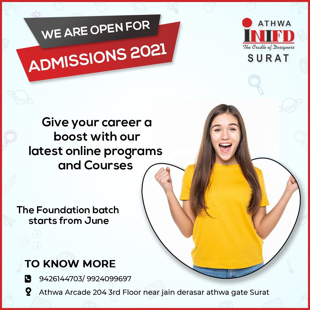 nifglobalsurat's tweet photo. Admission Open 2021
Fashion And Interior Design 

#myinifd #inifd #surat #india #fashion #interior #designing #topclass #admissionopen #careergoals #after10 #admissionopen2021 #fashioncourse #interiorcourse #students #admissions #education #bhfyp #higheducation #open #study https://t.co/19T3HLSTEE