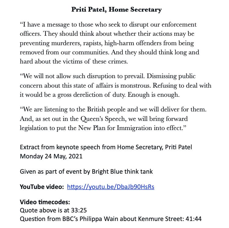 david_millar's tweet photo. In today's speech on immigration @pritipatel doesn't address the concern of a community that led to #KenmureStreet Glasgow protest. Instead, she blows dangerous dog whistles. A BBC Q on protest was not answered. Quote/info in graphic & https://t.co/bXJS0XGtve https://t.co/OtKWIMhvTH