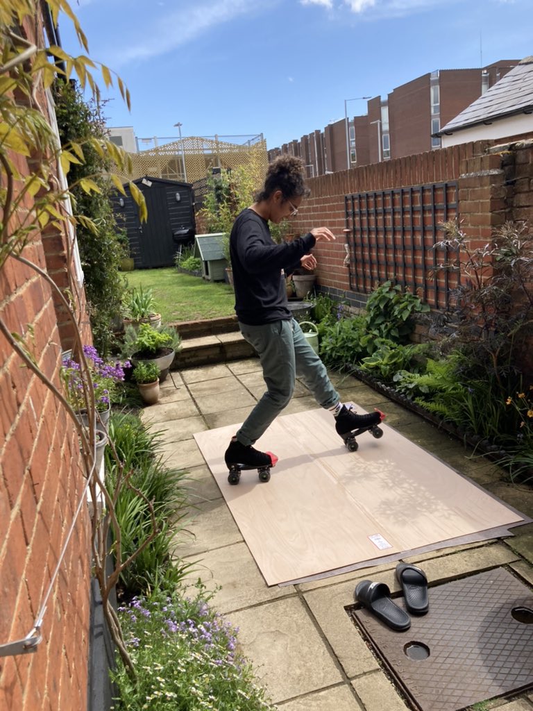 Monday’s are for making fold up a practice skate floor, yes? #homerink #jamskate