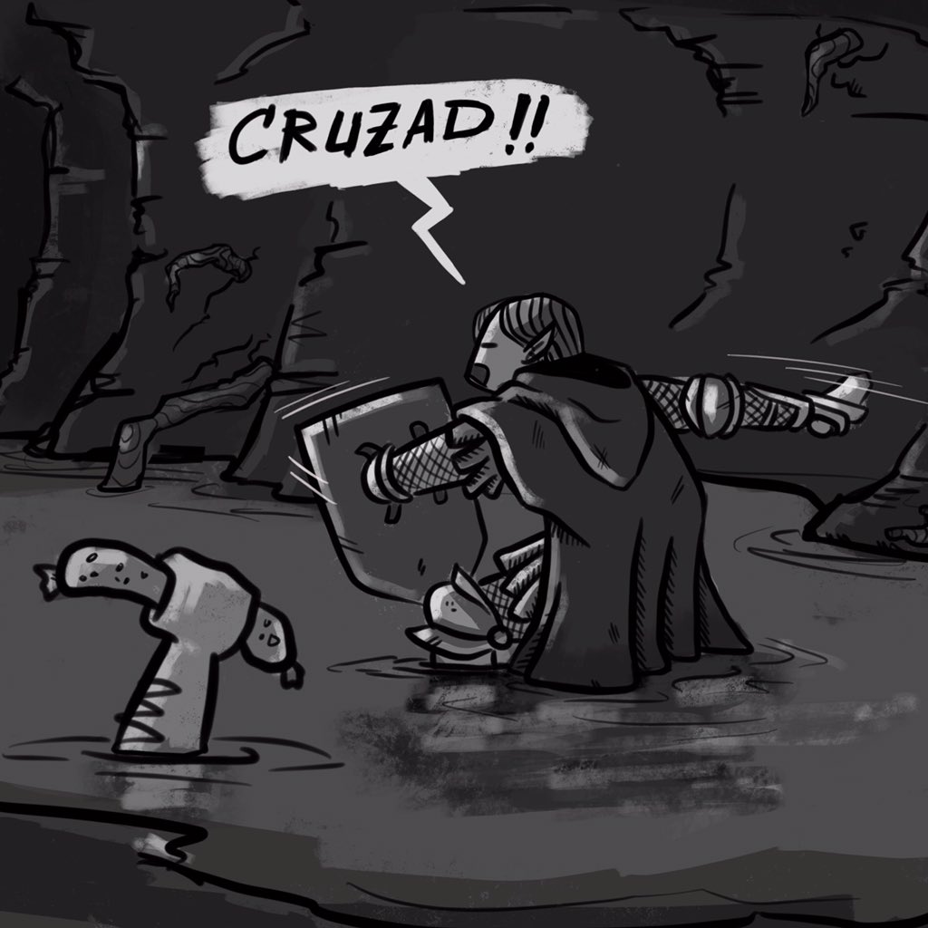 toponimias's tweet photo. Sesión 27. Ciryan volvió al agua para retener a las criaturas y dar así una oportunidad a los demás para ponerse a salvo al otro lado. Mientras tanto, Merric caía de espaldas al río subterraneo y trataba de salvar las longanizas..#dnd #diariodeunaventurero @asul_sielo @Ryansig83 https://t.co/y1HVOGhPEk