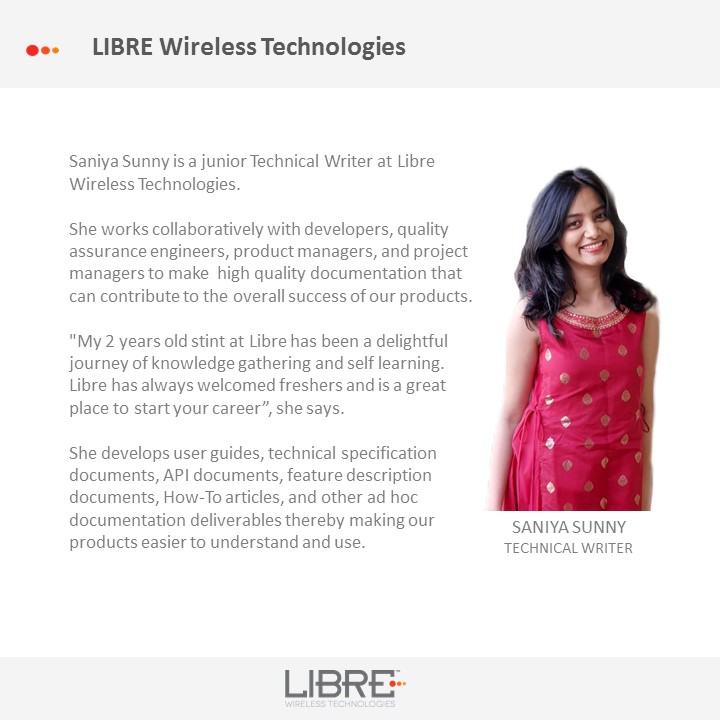 LibreWireless's tweet photo. First of many employee appreciation articles that is to follow. We are introducing our employee striving for Libre success. #Saniya_Sunny #LIBRE #Libreian #TechnicalWriter #Appreciation #best #Success #IoT #embedded #Cloud #Voice #Bangalore #Kerala #India https://t.co/WuJhqjSFWL