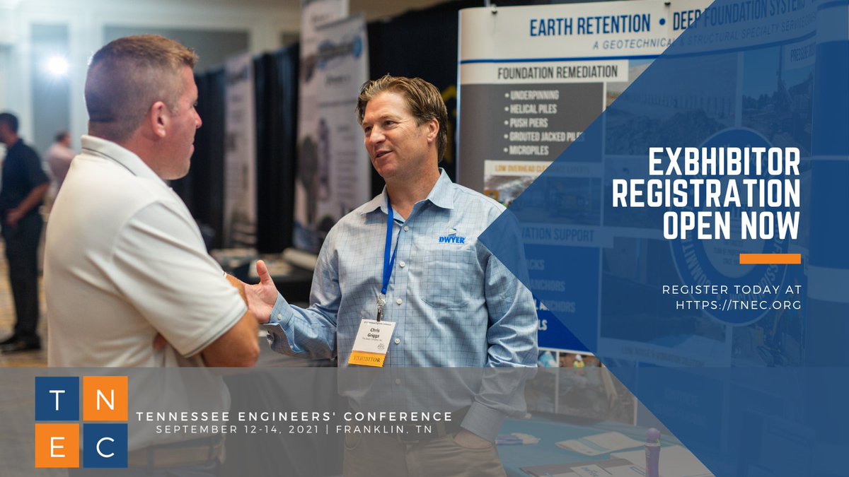 TNSPE's tweet photo. Join us to showcase your products and services at the 2021 Tennessee Engineers' Conference from September 12-14, 2021 at the Franklin Marriott Cool Springs. Register as a exhibitor or sponsor today: https://t.co/nsuKcqAdgR https://t.co/E22Ht1I2zK