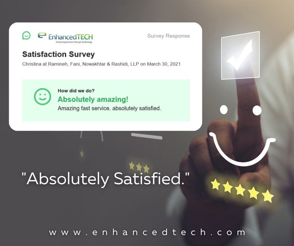 enhanced_tech's tweet image. Not every Managed Service Provider (MSP) excels in the SERVICE aspect of their business. Isn't it time to rely on an MSP that does? Our customers are "absolutely satisfied," and we're keeping it that way!
#satisfaction #mondaymotivation #cybersecurity #technology #customerservice