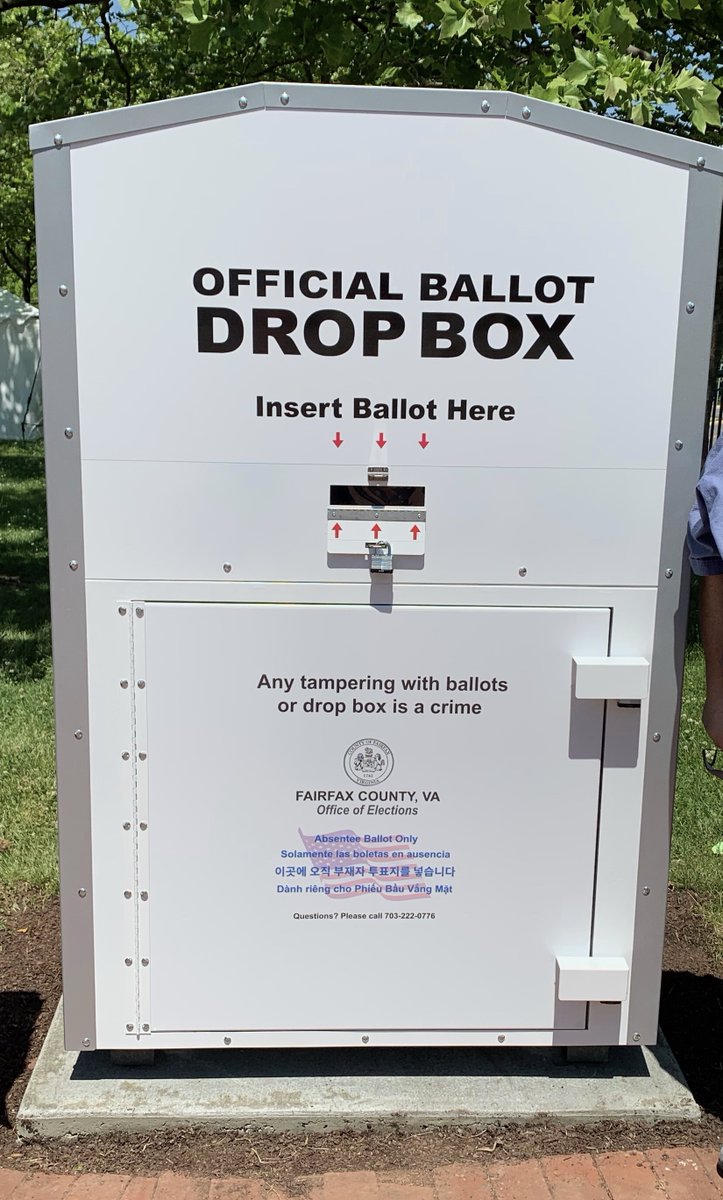fairfaxvotes's tweet photo. Have you seen our new 24-hour ballot drop box outside the Fairfax County Government Center? Return your #votebymail ballot here anytime or at any #earlyvoting site during the hours they’re open.
#VaGov #VaLG #VaAG #VaLeg #vote #virginia https://t.co/rmFqLgZHDD