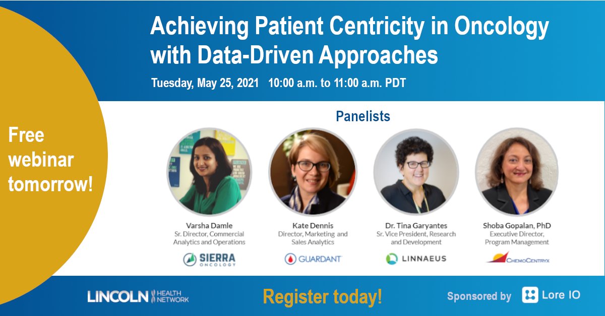 teamLoreIO's tweet photo. Tomorrow! Join our panel of female leaders in the life sciences space to discuss data-driven strategies for achieving #patientcentricity in #oncology. Register now! https://t.co/TeyHqqSgv8 https://t.co/GxS6c8lmU2