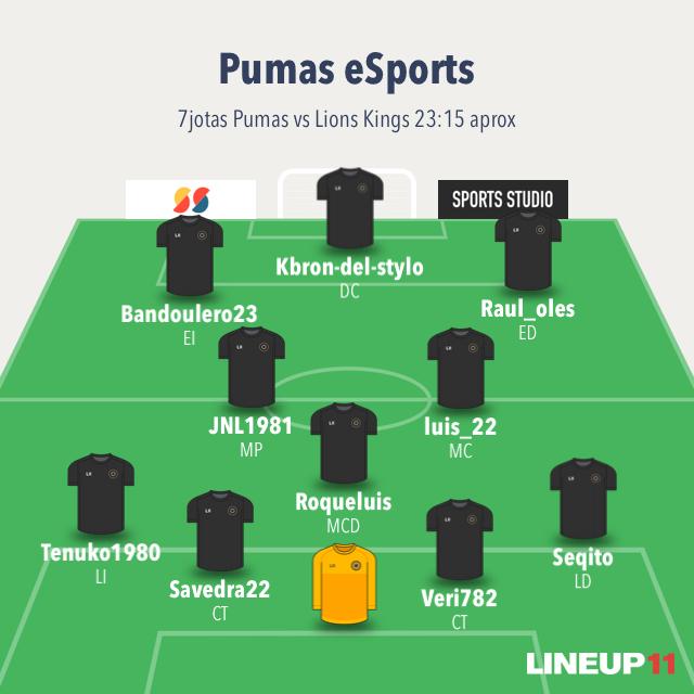 Hoy hacemos nuestro debut oficial en la liga @liga7jotas dos partidos ante un rival de entidad como es <a href="/LionsKingsPes/">Lions Kings 10 vs 10 🦁🎮⚽</a> 

<a href="/PumasEsports/">PUMAS ESPORTS</a> vs <a href="/LionsKingsPes/">Lions Kings 10 vs 10 🦁🎮⚽</a> (22:30h)

<a href="/LionsKingsPes/">Lions Kings 10 vs 10 🦁🎮⚽</a> vs <a href="/PumasEsports/">PUMAS ESPORTS</a> 
(23:15h)

Siguelo en el canal
youtube.com/channel/UCnD5O…

Vamos <a href="/PumasEsports/">PUMAS ESPORTS</a> 💪💪💪!!!