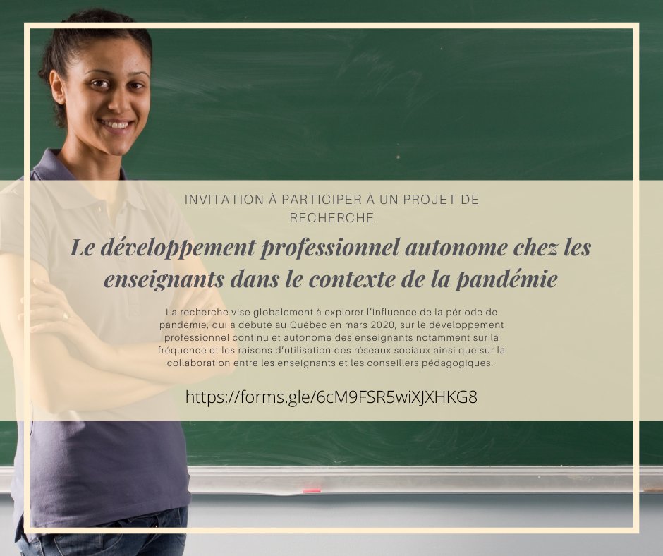 Vous êtes enseignant au primaire, au secondaire ou aux adultes ? J’ai besoin de votre aide pour ce projet de recherche sur lequel je travaille. Voici le lien pour participer ! forms.gle/g4dXGK4NDvtqkm… Merci à l’avance pour votre temps que je sais si précieux ! #eduqc #Devprof