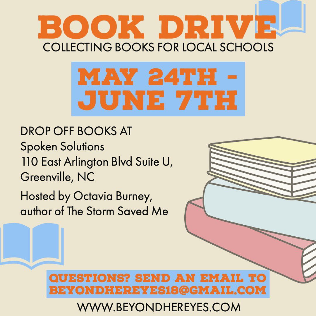 OctaviaBurney's tweet photo. Hey! I am doing Book Drive and I partnered with South Greenville Elementary to donate books for grades K-5. I have a goal of 100 books; can we count on you for your donation of one book. 
Thank you in advance! 📚 #bookdrive  @Oprah @OWNTV #Children #WritingCommunity https://t.co/4HBpPDo3CE