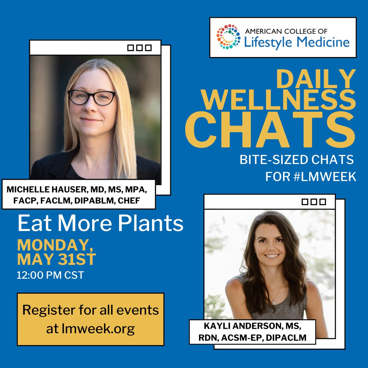 Ready to record a bite-sized chat on the WHAT, WHY, and HOW to Eat More Plants for #LMWEEK. Register at the link above for this and other chats on Lifestyle Medicine topics throughout the week (5/31-6/4) #ACLM #lifestylemedicine #eatmoreplants #foodismedicine